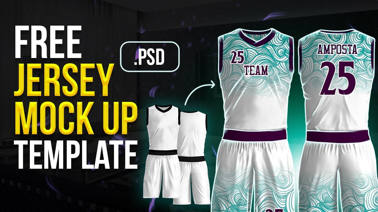 Realistic Basketball Jersey Set Mockup - Editable PSD - Vneck and Round  Neck - Photoshop Mockup