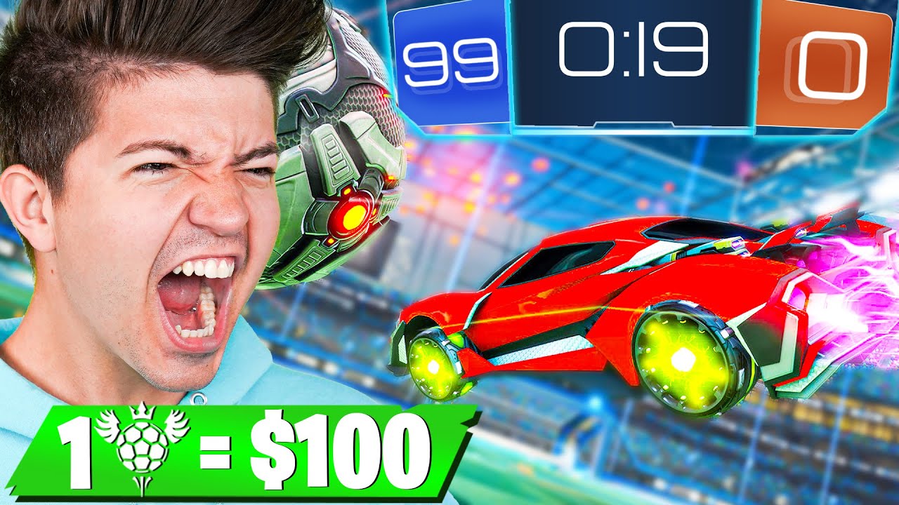 Rocket League But I Pay $100 Per Goal! ft. My Little Brother