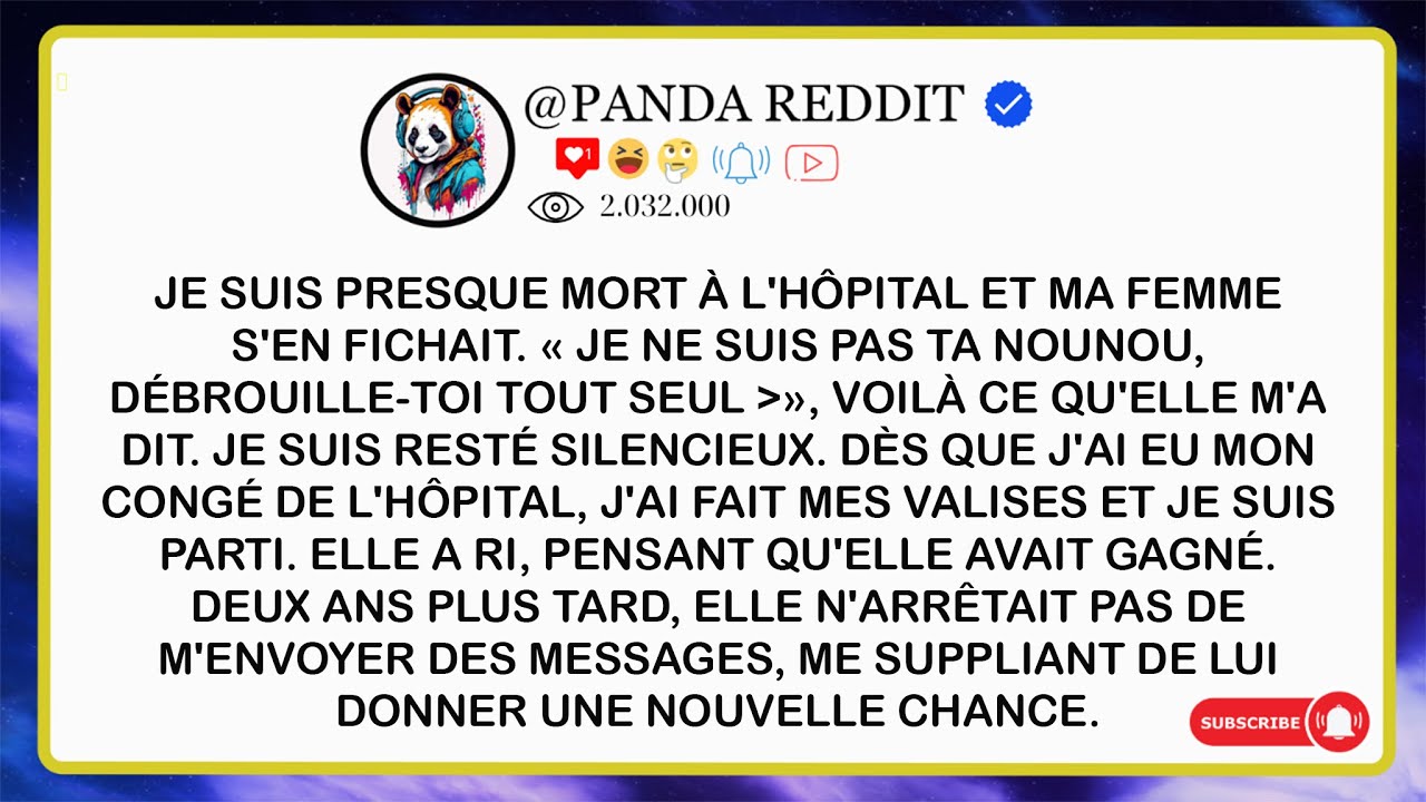Je Suis Presque Mort à l’Hôpital  Et Ma Femme S’en Fichait  Elle a Dit    Je Ne Suis Pas Ta Nourr
