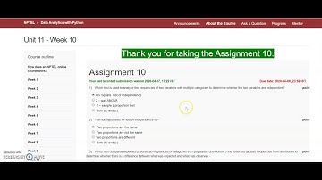Data Analytics with python quiz-10 answer | NPTEL | SWAYAM