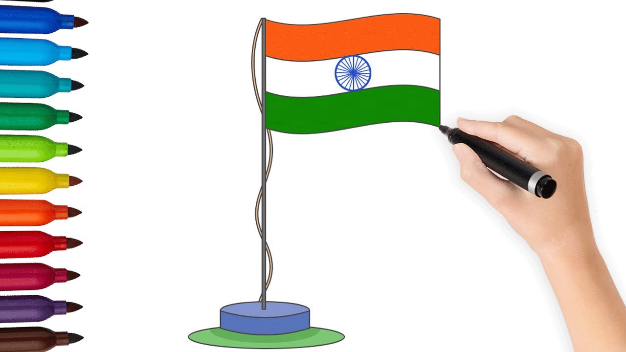How to Draw INDIA Flag For Kids Easy | Taranga Drawing for kids - YouTube