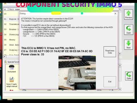 Audi ECU  reading pin  Component security   CS using Abrites (AVDI)