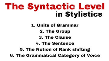 The Syntactic Level in Stylistics in Urdu/Hindi| The Syntactic Level in Stylistics| Syntactic Level