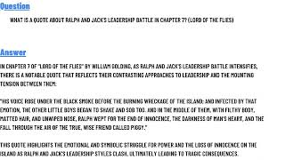 What is a quote about Ralph and Jack's leadership battle in chapter 7 (lord of the flies)