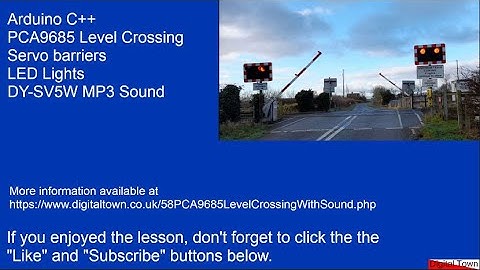 Arduino C++ Model Railway crossing with Servo controlled barriers, LED