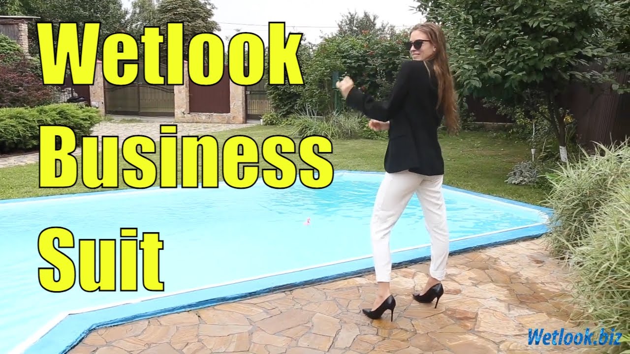 ⁣Wetlook business suit | Wetlook High Heels | Wetlook girl in Pool