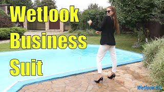 Wetlook business suit | Wetlook High Heels | Wetlook girl in Pool