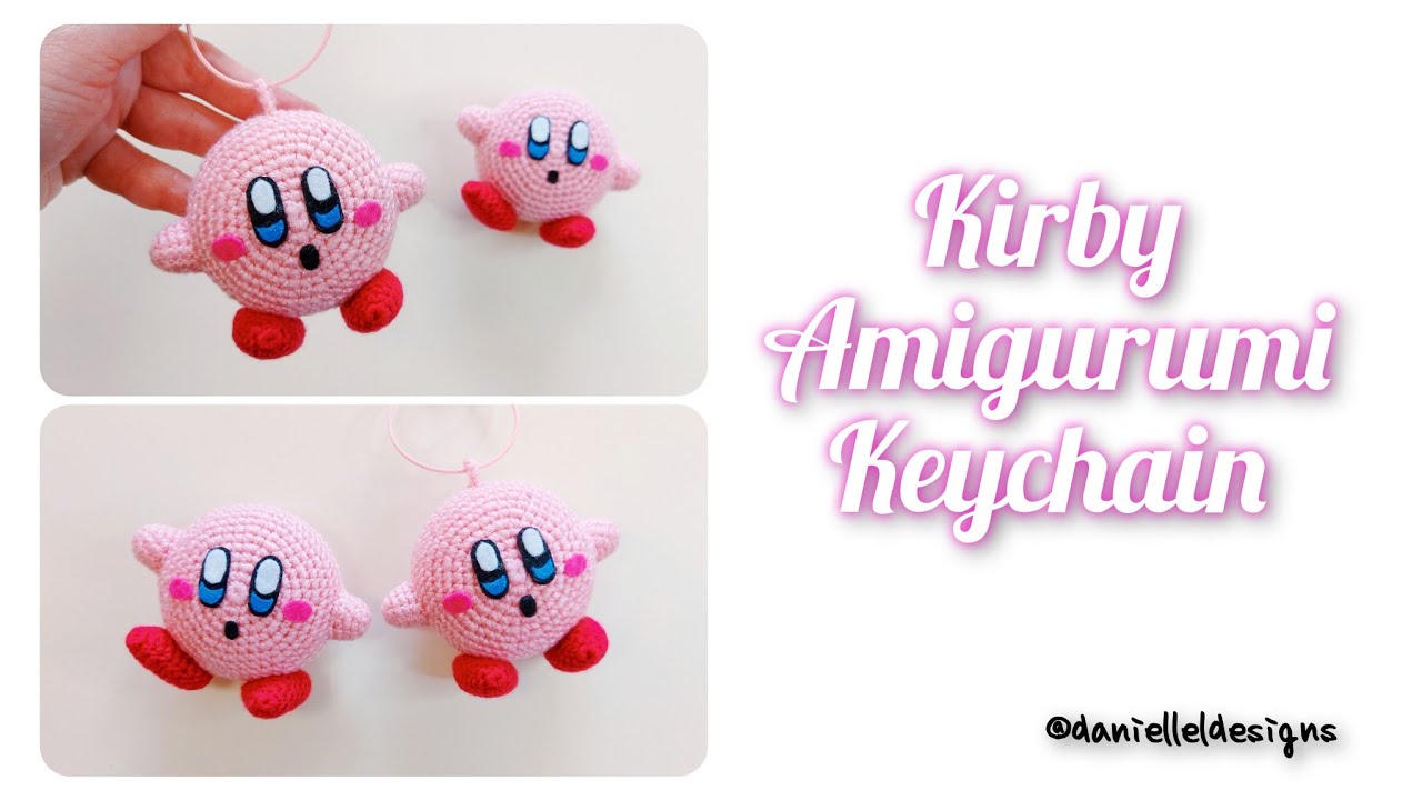 Crochet Kirby amigurumi keychain | crochet bag charm