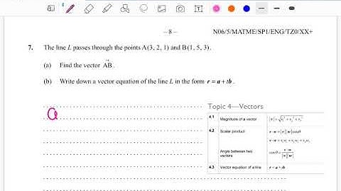 2006 November IB Math Paper 1 SL Q7 Vectors