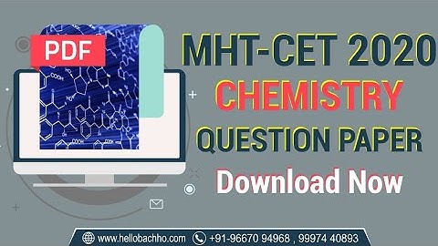 MHCET 2020 🔥 || MHCET QUESTION PAPER OF CHEMISTRY 2017 || MHCET APPLICATION || MHCET QUESTION PAPER