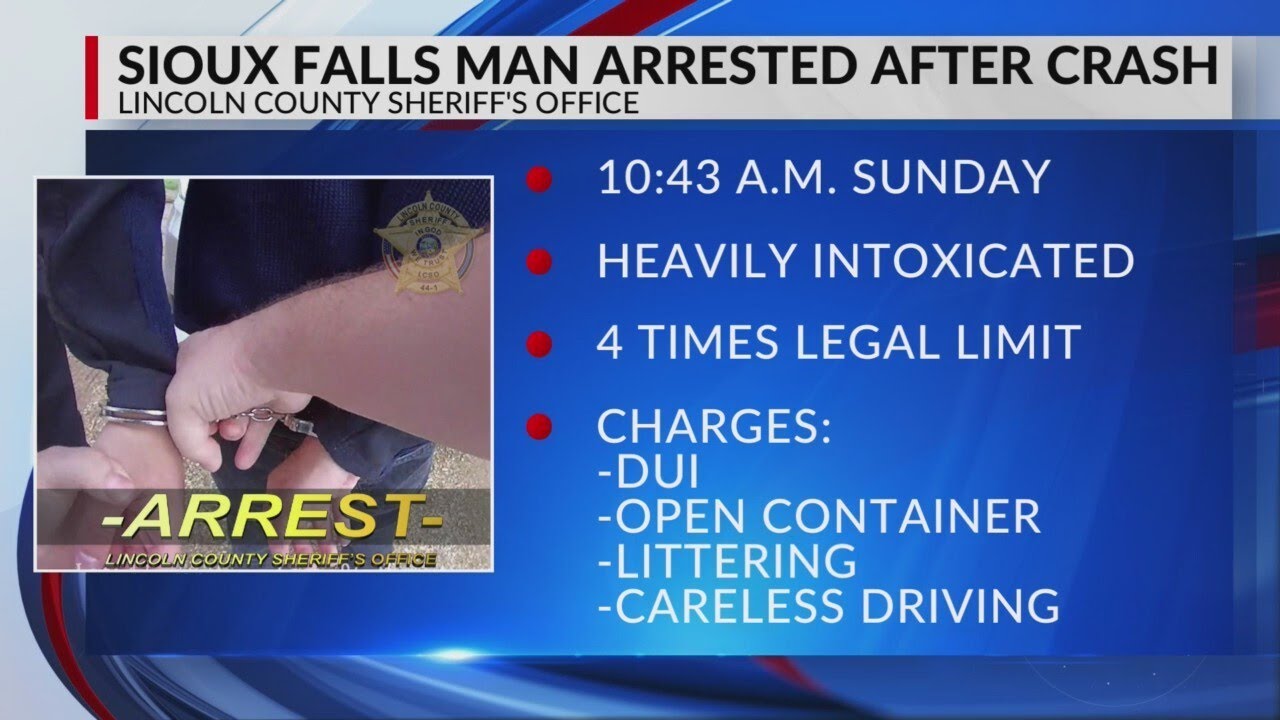 Sioux Falls man arrested for DUI following crash near Lennox - YouTube