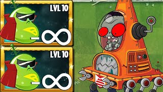 Every Plants POWER UP Infinite ! Vs 50 Robo Bucket Zombies - Who will win ? - PvZ 2