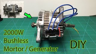 Convert old Car Alternator to Brushless motor or Generator  Amazing idea