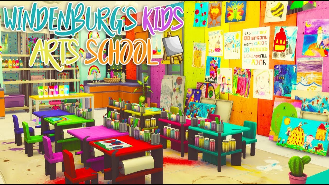 Sims 4:children's art school Finished tour🏤🌈 - YouTube