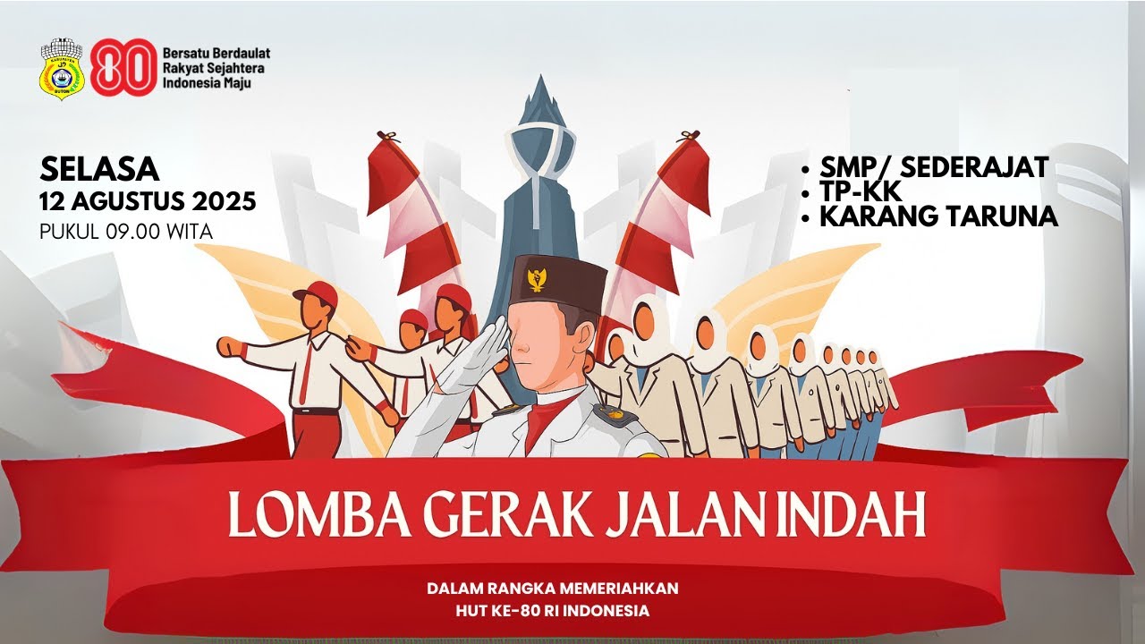 LIVE: Lomba Gerak Jalan Indah Dalam Rangka HUT ke-80 RI Tingkat Kabupaten Buton Tahun 2025 Hari ke-2