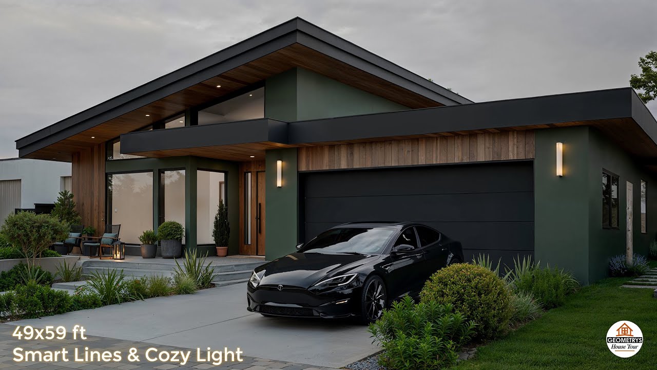 Smart Lines & Cozy Light | 49x59 ft California Style Mid-Century Modern Home