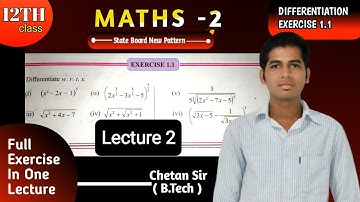 Differentiation Exercise 1.1 Lecture 2 Class 12th Maths 2 HSC Maharashtra board