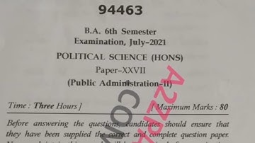 Mdu BA Hons 6th Sem Public Administration Question Paper 2021