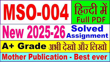 MSO 004 solved assignment 2025-26 in Hindi || mso 004 solved assignment 2026 || ignou mso4