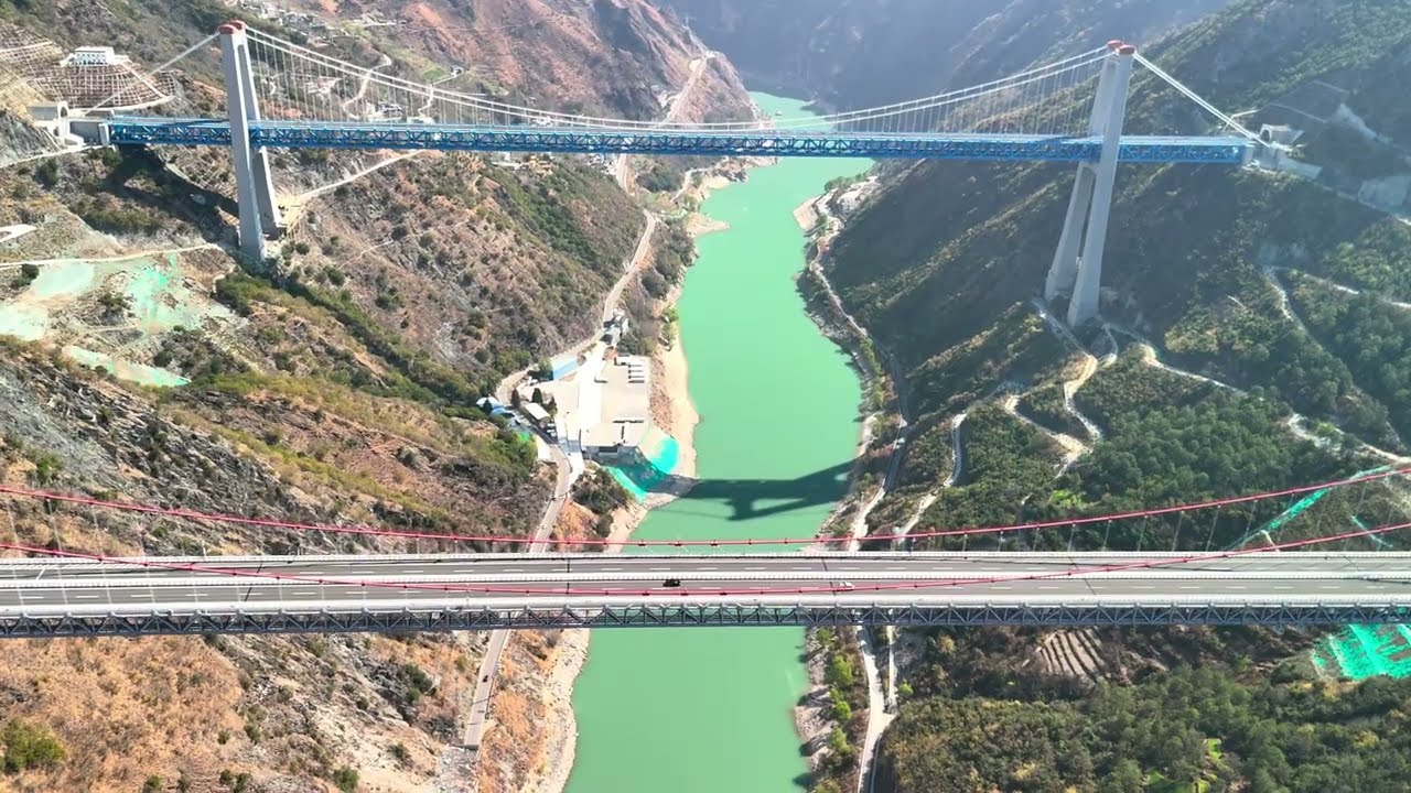 航拍虎跳峽金沙江特大橋HDR 2025年3月11日