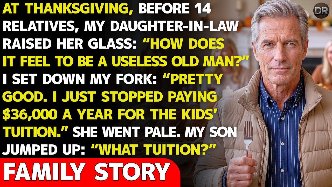 Min svigerdatter løftede sit glas foran hele familien til Thanksgiving og spurgte med et smil, hvordan det føltes at sidde ved det bord som en ubrugelig gammel mand. Fjorten familiemedlemmer...