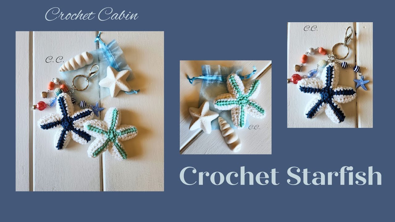 Crochet easy Starfish keychain/pincushion/ handbag charm (amigurumi).