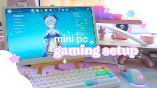 🍧 a cozy and kinda cute mini pc gaming setup | feat. the GEEKOM mini IT8, genshin, lost ark ☻