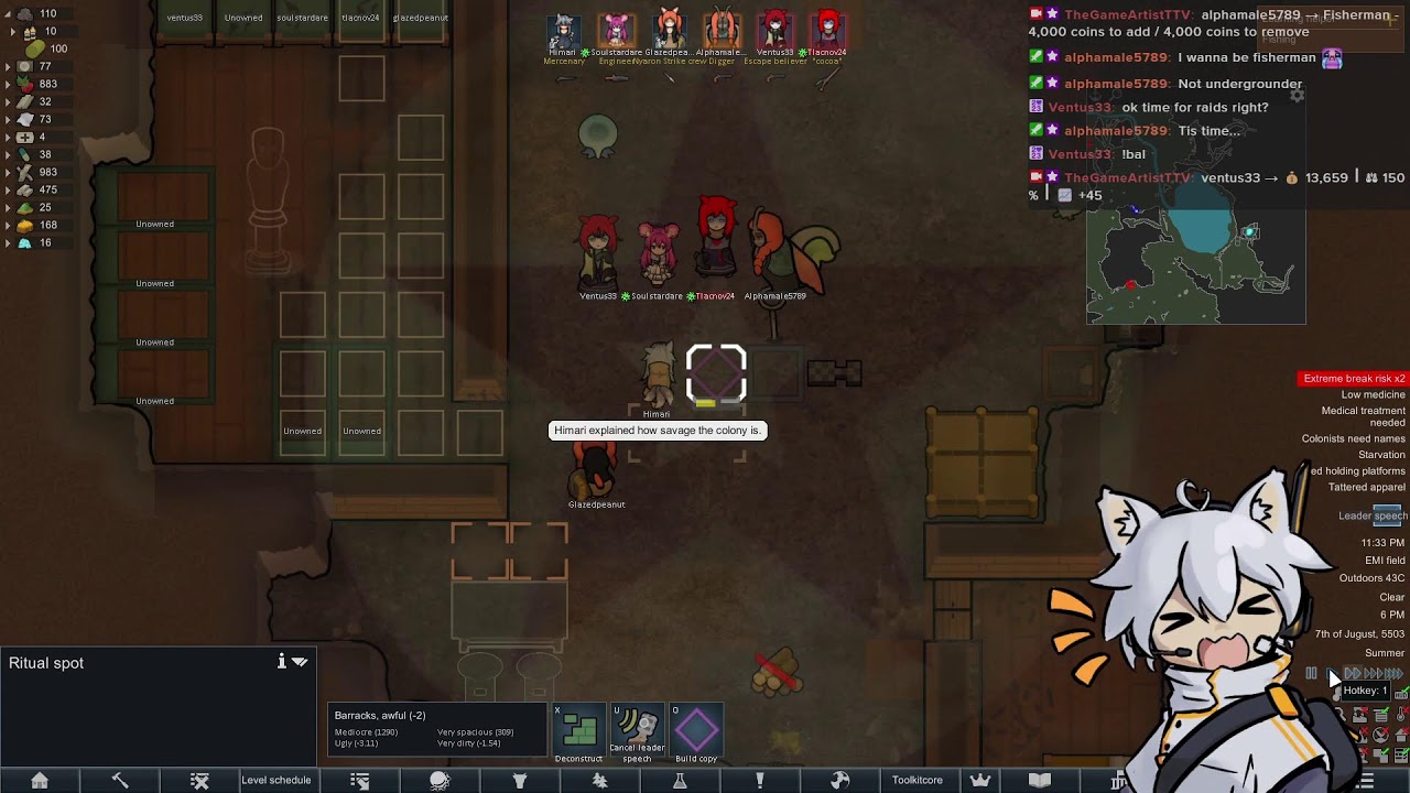 I SHALL NOT YIELD I WILL SURVIVE!!!!! Rimworld TTK 250% No Pause!  🥀🥀🥀