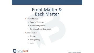 What is front matter and back matter