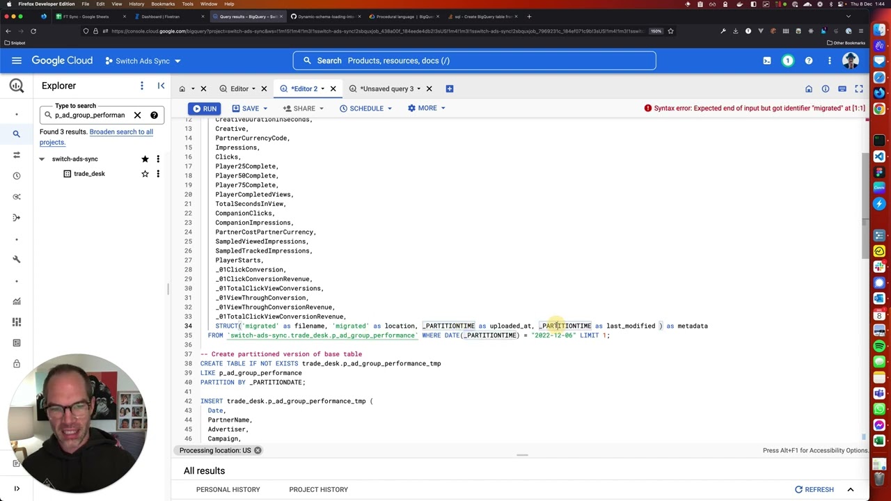 BigQuery Tutorial - adding a partition with schema changes