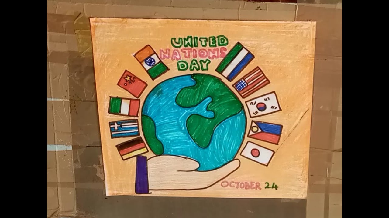 United Nations Day Drawing United Nations Day Chart Poster Drawing ...