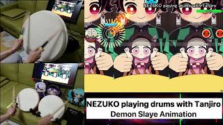 Nezuko Playing Drums With Tanjiro Demon Slayer