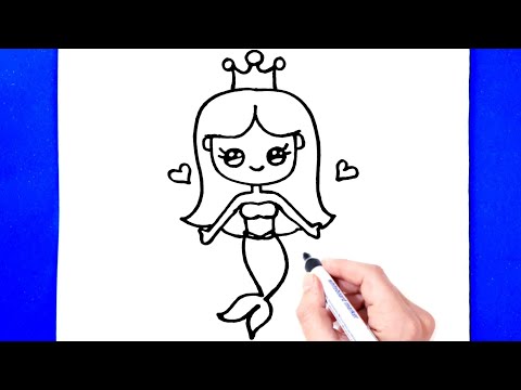 Sevimli Deniz Kızı Çizimi - Kolay Çizimler - Deniz Kızı Nasıl Çizilir - Deniz Kızı Çizimi Kolay