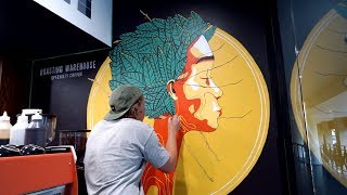 Painting a MURAL in a COFFEE shop!!