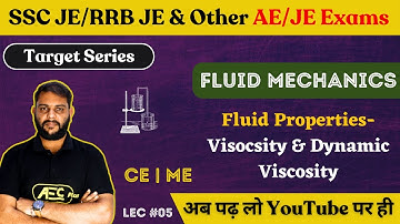 Fluid Properties (Viscosity)- Fluid Mechanics |Civil Engineering/ME |SSC JE/RRB JE 2023 & AE/JE Exam