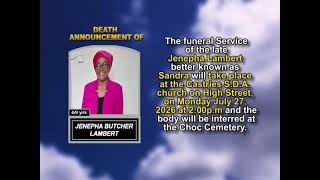 Jenepha Butcher Lambert ~ Short Obituary