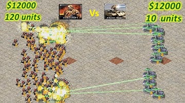 Conscripts vs Prism Tanks - Same Cost Battle: Red Alert 2