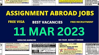 Assignment Abroad Times Today, 11 March 2023, Gulf Jobs Vacancies, Assignments Abroad Times epaper