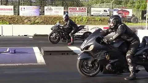 Hayabusa vs H2 Kawasaki Ninja-rematch- - superbikes drag racing