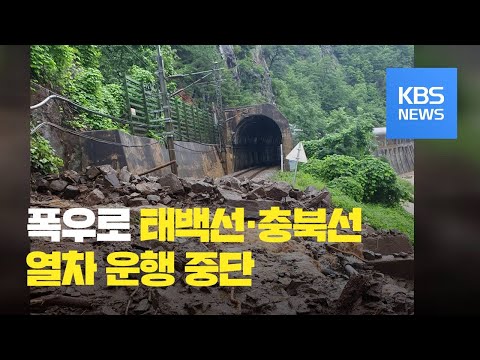 강원·충청 지역 집중호우로 충북선·태백선 열차 운행 중단 / KBS뉴스(News)