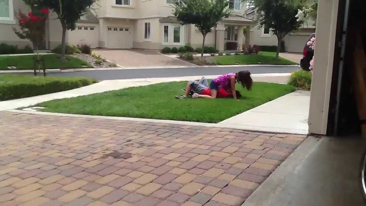 Girl beating up boy