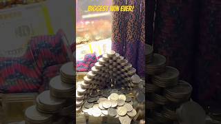 The BIGGEST Coin Pusher Jackpot in History? #coinpusher #money #highroller #coinpushercasino #gold