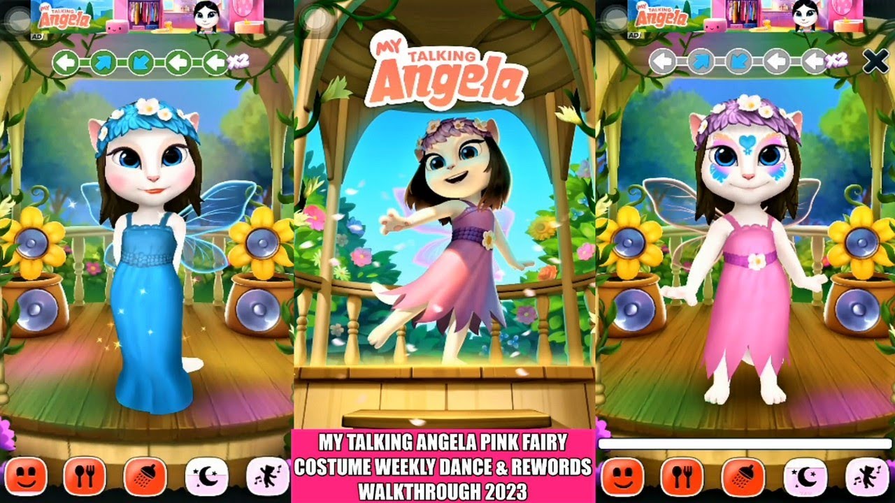 Talking Angela O 3 W Nocy My Talking Angela | Pink Fairy Costume | Weekly Dance & Rewords