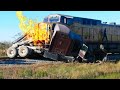 Total IDIOTS TRUCKS, CARS VS TRAINS | Dangerous Trains FAILS Compilation - Train Hitting Stuff