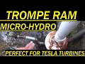 Build a "TROMPE RAM" Micro-Hydro Air Compressor for powering a Tesla Turbine.