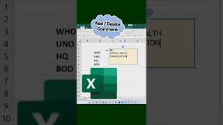 Excel Comment | Add or Delete Comment in Excel. #exceltips