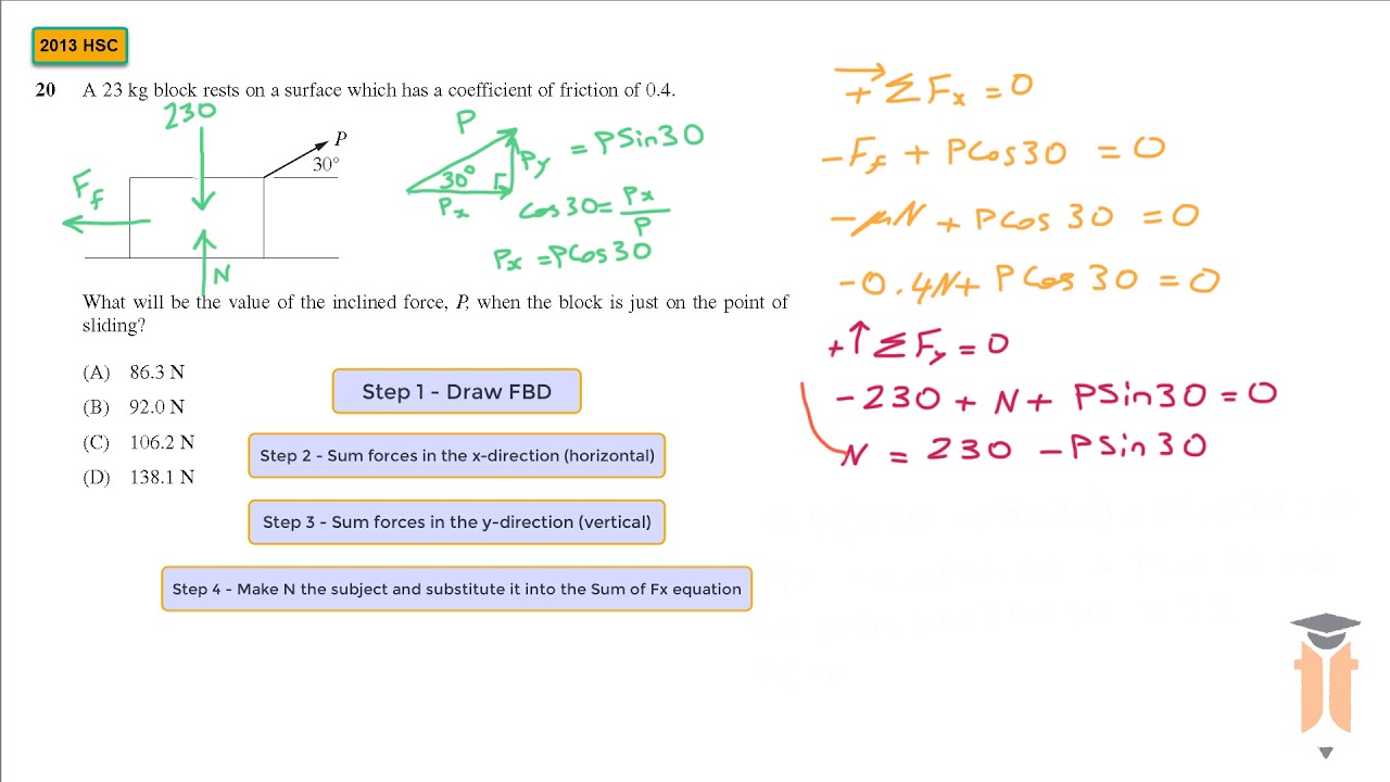 FRICTION - HSC 2013 Q.20 - Engineering Studies - YouTube