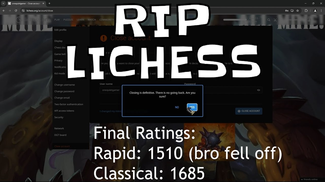 The Moment I Deleted My Lichess Account (Permadeath Challenge FAILED ...
