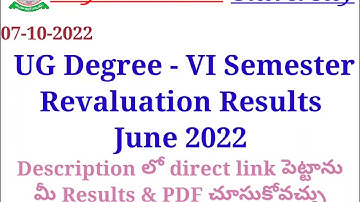 Rayalaseema university 6th Semester Revaluation Results  June 2022