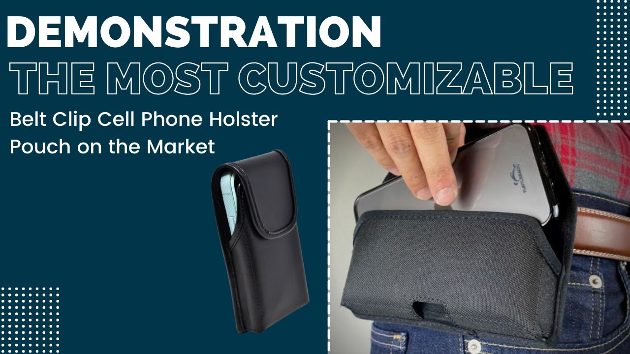 iPhone 12/13 Pro Max and Galaxy S20+ 21+ 22+ Basketweave Holster Metal Belt  Clip Case Pouch Leather Horizontal For Otterbox Defender - Turtleback